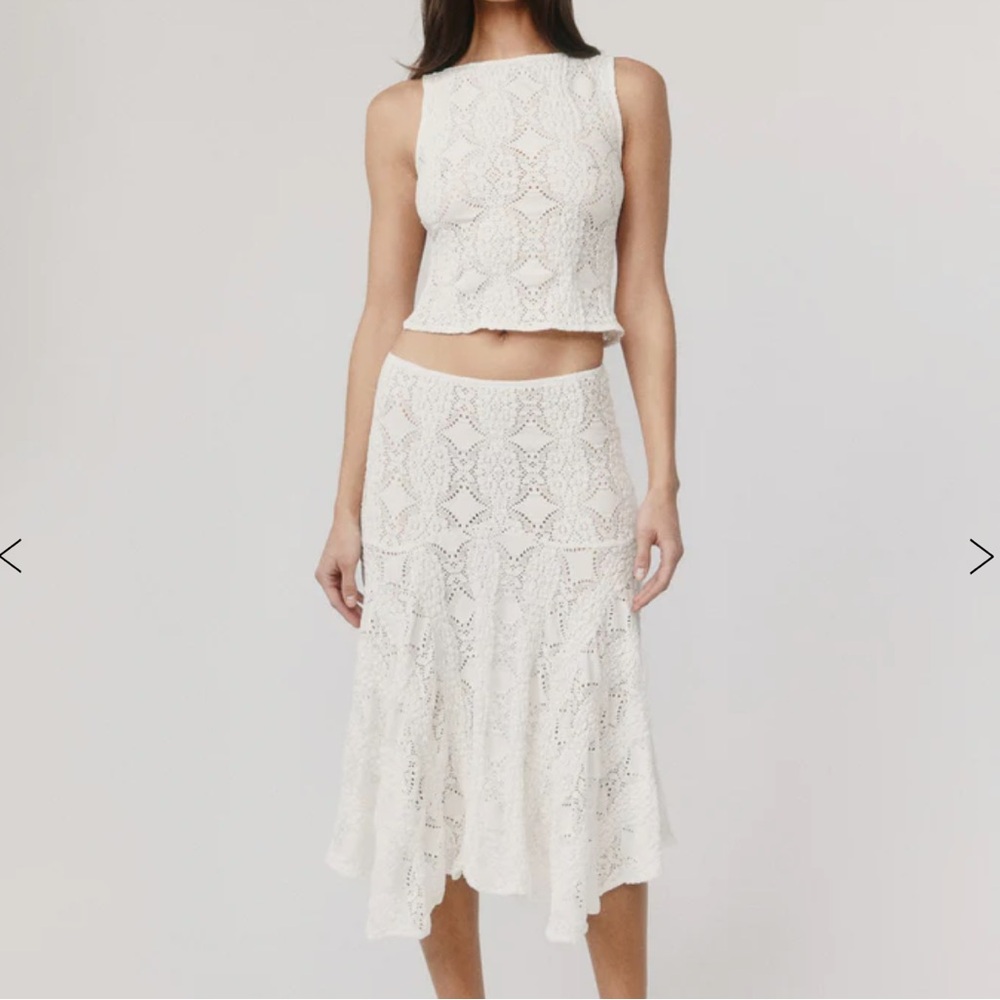 With Jean maeve top and midi skirt